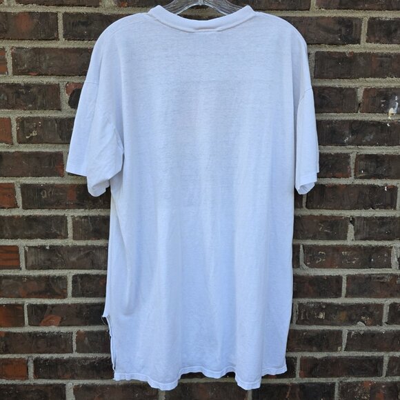 VTG 90s Love Birds Tropical Parrots US Postage Stamp White T-Shirt Retro - Picture 2 of 7